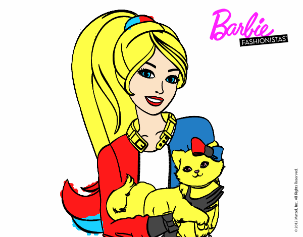 Barbie con su linda gatita