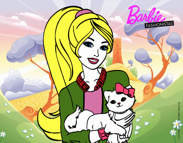 Barbie con su linda gatita