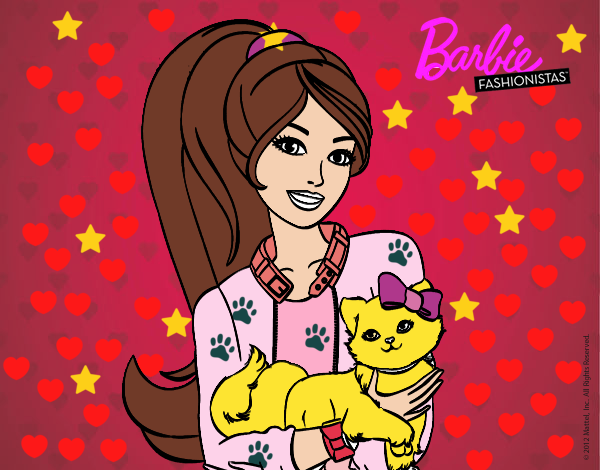 Barbie con su linda gatita