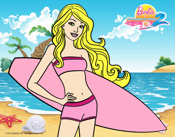 Barbie con tabla de surf