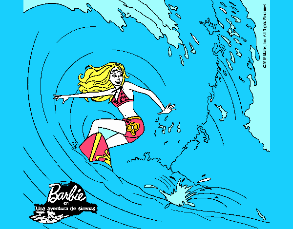 Barbie practicando surf