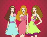 Barbie y sus amigas vestidas de fiesta