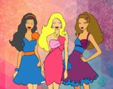 Barbie y sus amigas vestidas de fiesta