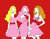 Barbie y sus amigas vestidas de fiesta