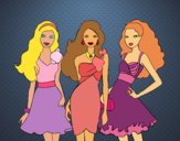 Barbie y sus amigas vestidas de fiesta