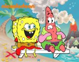 Bob Esponja y Patricio en bañador