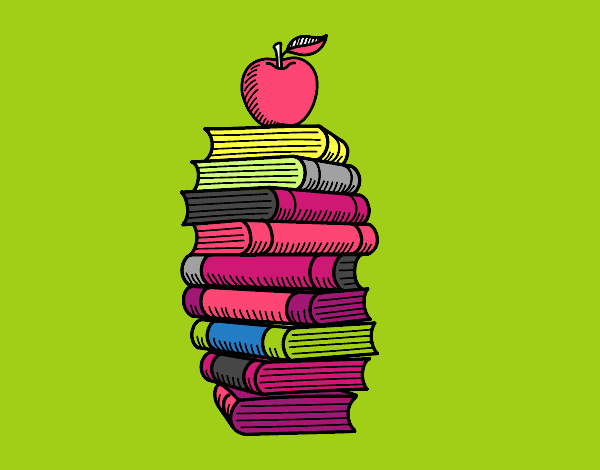 Libros y manzana