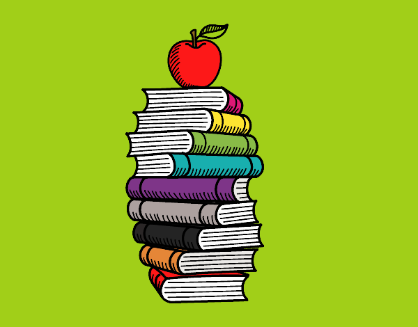 Libros y manzana