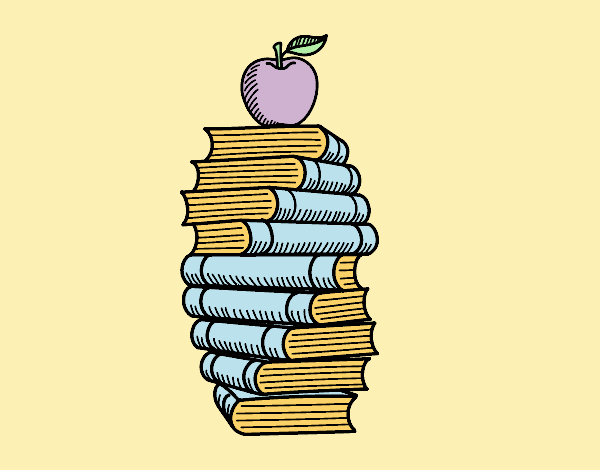 Libros y manzana