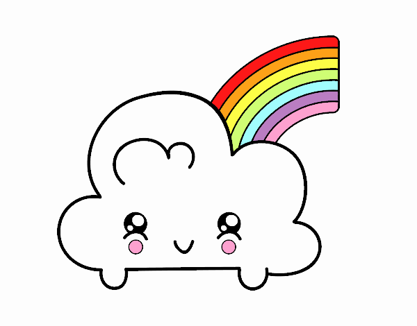 Nube con arco iris kawaii