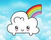 Nube con arco iris kawaii