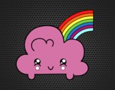 Nube con arco iris kawaii