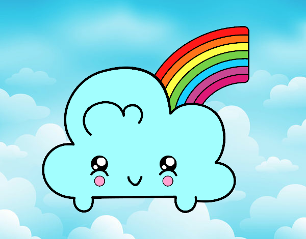 Nube con arco iris kawaii