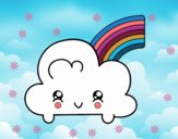 Nube con arco iris kawaii