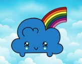 Nube con arco iris kawaii