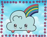 Nube con arco iris kawaii