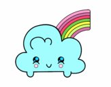 Nube con arco iris kawaii