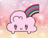 Nube con arco iris kawaii