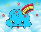 Nube con arco iris kawaii