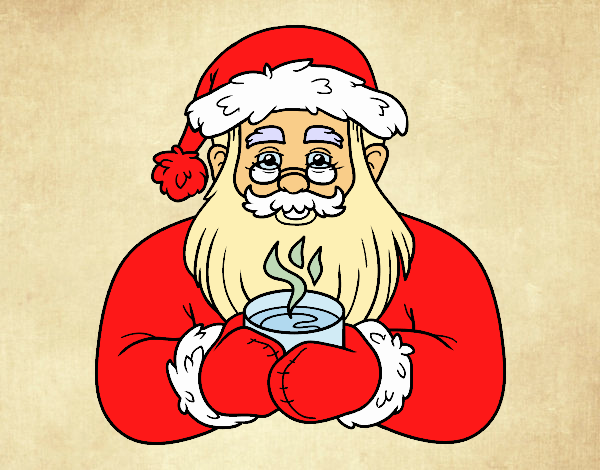 Papá Noel con taza de café