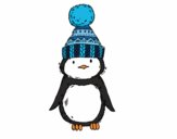 Pingüino con gorro de invierno