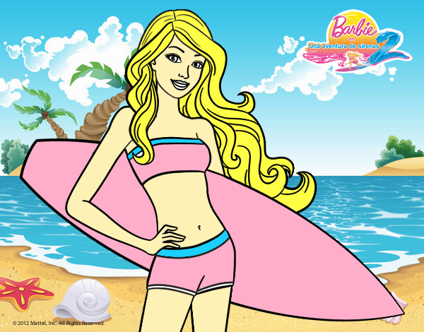 Barbie con tabla de surf