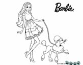 Barbie paseando a su mascota