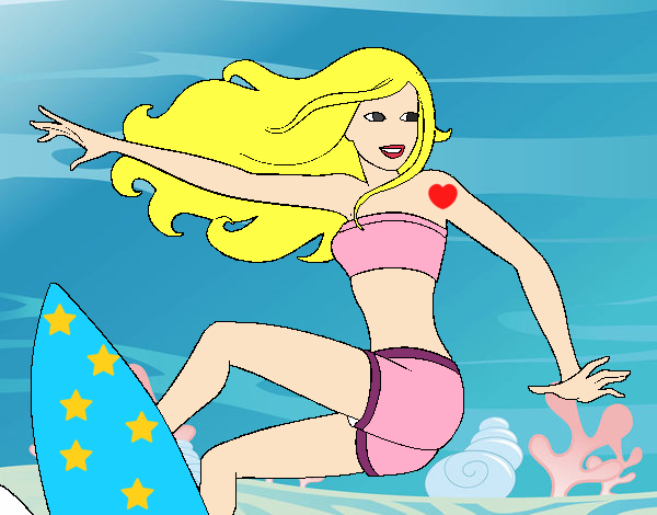 Barbie surfeando