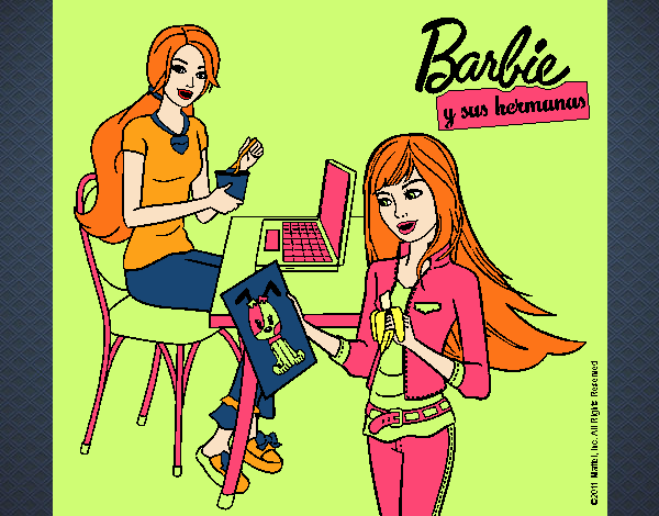 Barbie y su hermana merendando