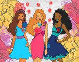 Barbie y sus amigas vestidas de fiesta