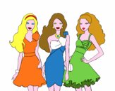 Barbie y sus amigas vestidas de fiesta