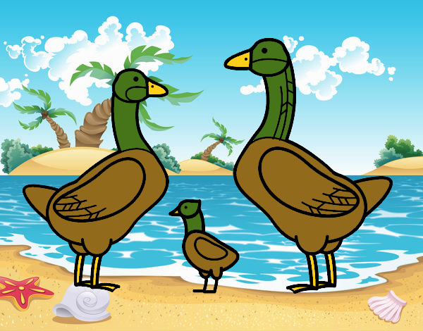La familia de patos verdes