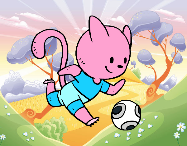 Gato jugando a fútbol