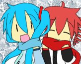 Miku y Len con bufanda