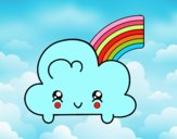 Nube con arco iris kawaii