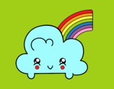 Nube con arco iris kawaii