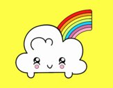 Nube con arco iris kawaii