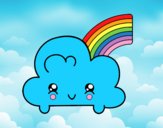 Nube con arco iris kawaii