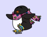 Pingüino patinando sobre hielo