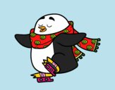 Pingüino patinando sobre hielo