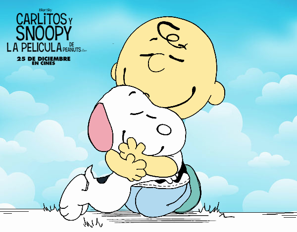 Snoopy y Carlitos abrazados