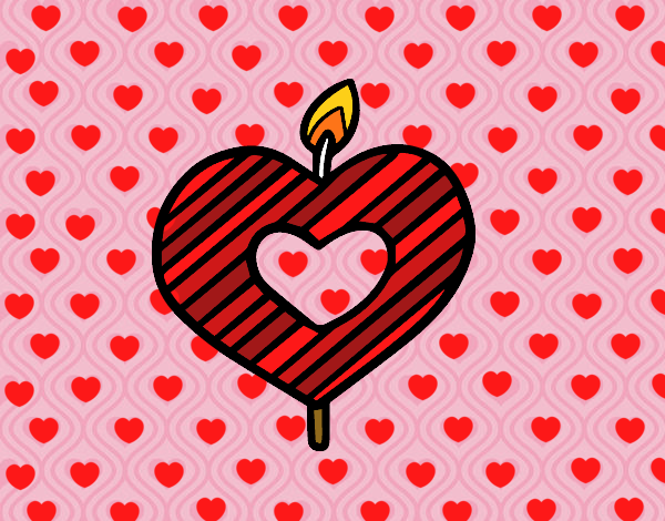 vela de corazón de cumpleanos.