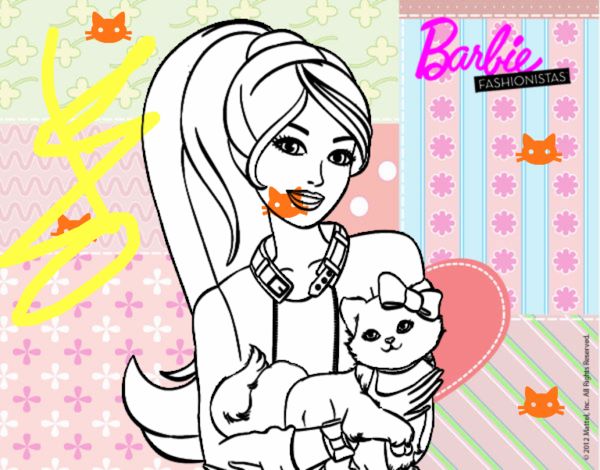 Barbie con su linda gatita