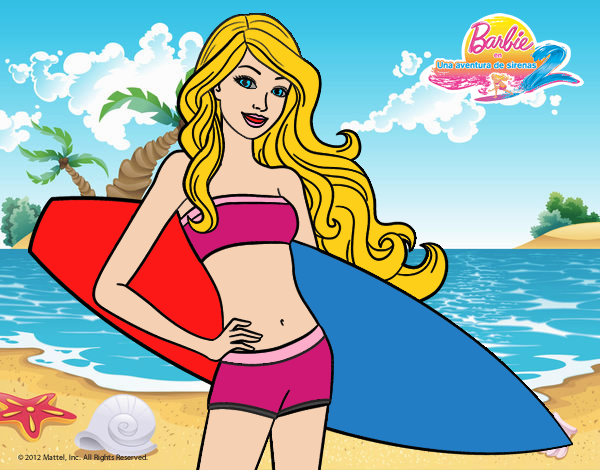 Barbie con tabla de surf