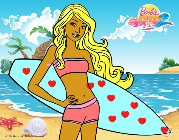 Barbie con tabla de surf