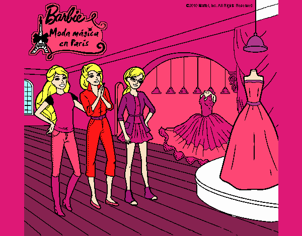 Barbie mirando vestidos