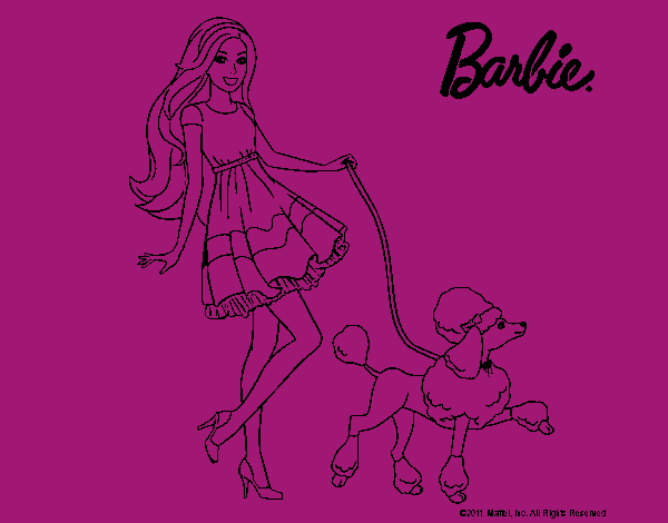 Barbie paseando a su mascota