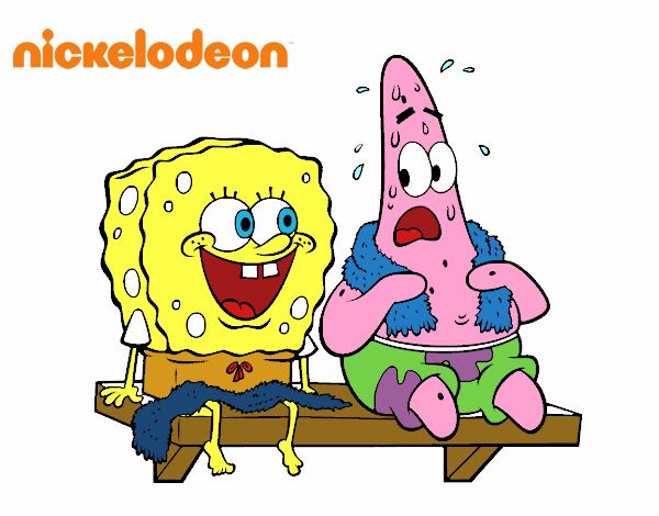 Bob Esponja y Patricio en bañador