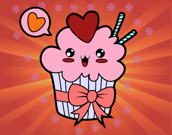 Cupcake kawaii con lazo