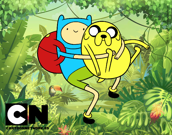 Finn y Jake abrazados